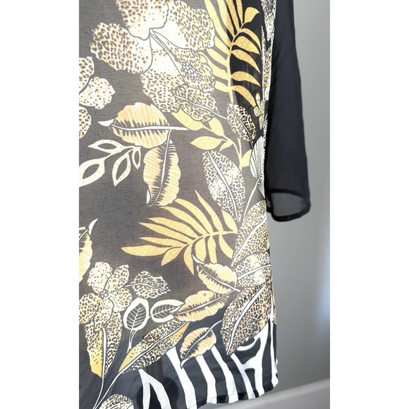 Heirloom Limited Black Brown Leaves Women's Transparent Top S-M - Picture 6 of 7